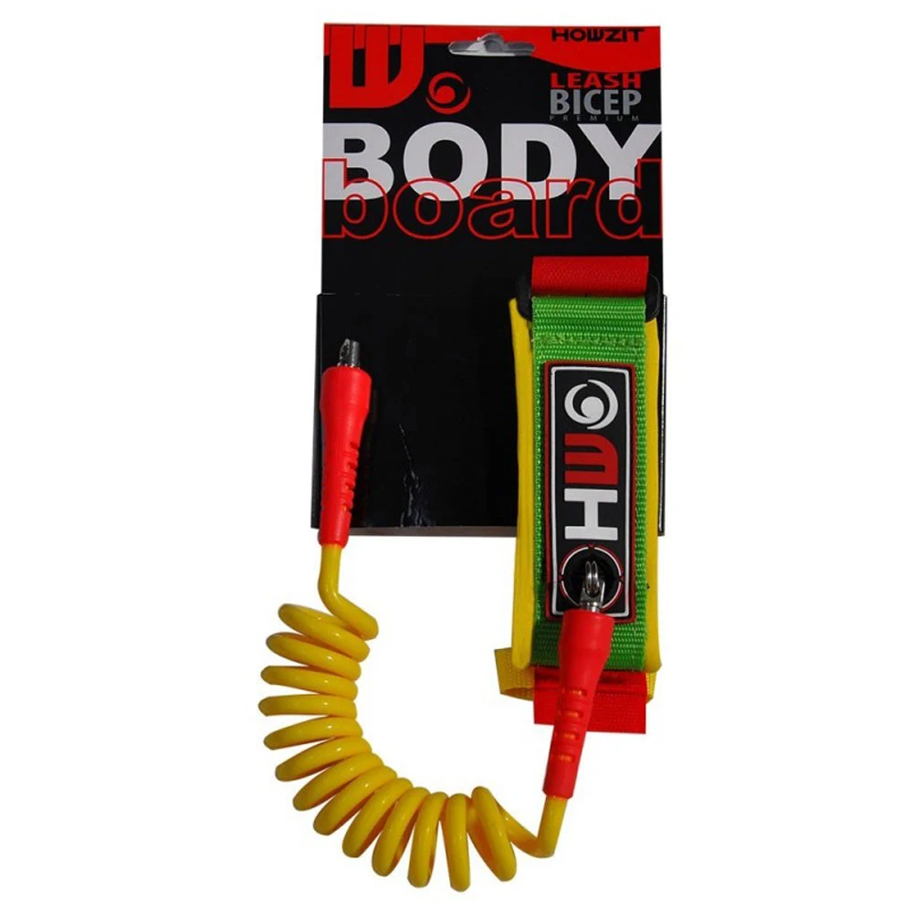LEASH BODYBOARD HOWZIT VERT/JAUNE/ROUGE 1 LEASH BODYBOARD HOWZIT VERT/JAUNE/ROUGE